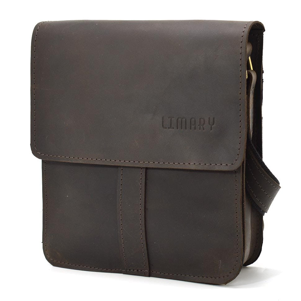 Невелика чоловіча сумка через плече шкіряна Limary lim-360RC коричнева