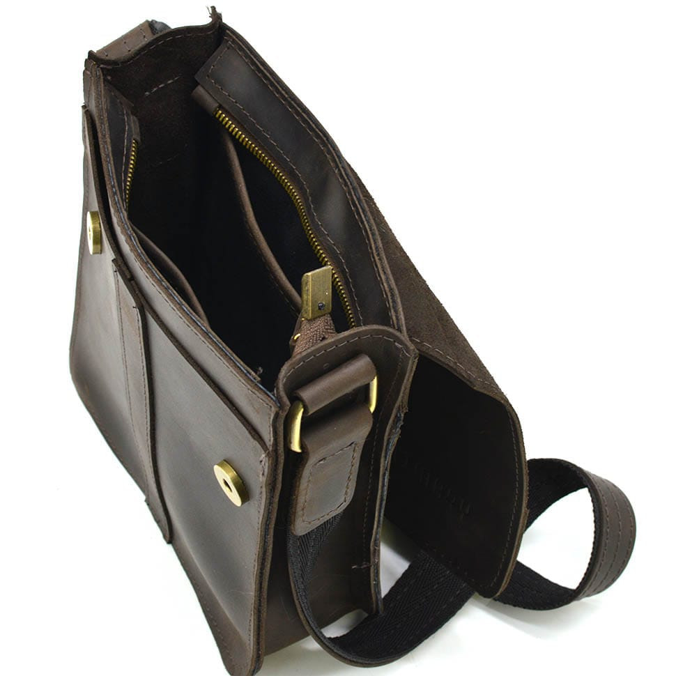 Невелика чоловіча сумка через плече шкіряна Limary lim-360RC коричнева