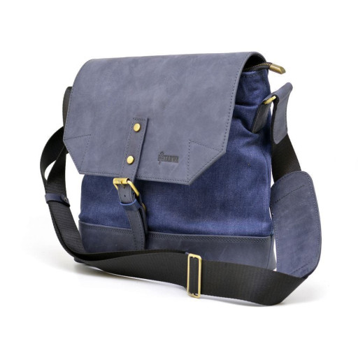 Сумка-месенджер через плече мікс тканини канвас і шкіри KK-1307-4lx від бренду TARWA