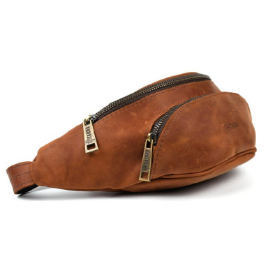 Leather banana bag with front pocket RB-30351-3md TARWA