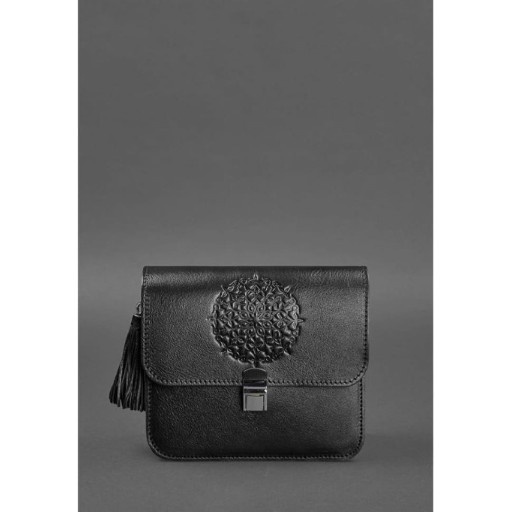 Шкіряна жіноча бохо-сумка Лілу чорна