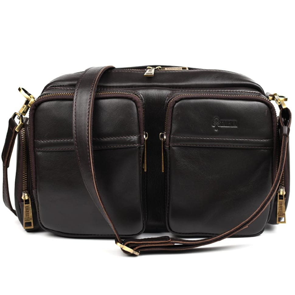 Mens shoulder bag brown leather GC-3941-4lx TARWA