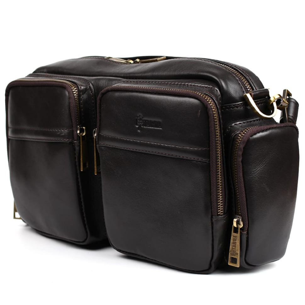 Mens shoulder bag brown leather GC-3941-4lx TARWA