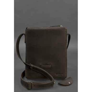 Esquire Men's Leather Messenger Bag Dark Brown