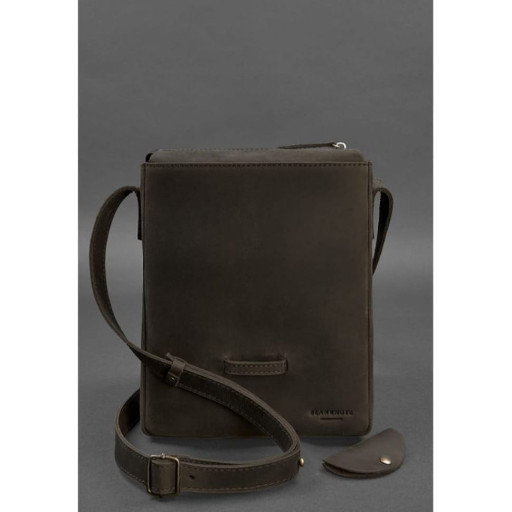 Чоловіча шкіряна сумка-месенджер Esquire темно-коричнева