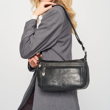 Women's leather bag Keizer K1024bl-black