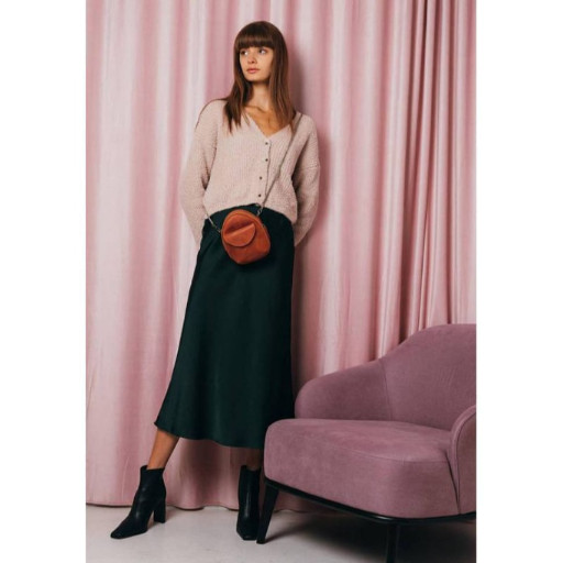 Шкіряна жіноча міні-сумка Kroha коньячна вінтажна