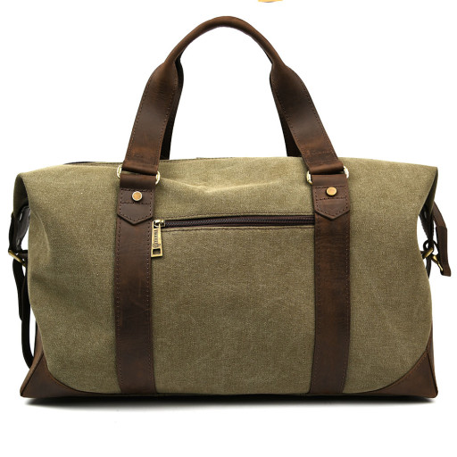 Дорожня спортивна сумка TARWA RCh-0320-4lx з канвас хаккі та шкіри крейзі хорс