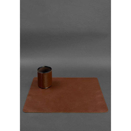 Набор для рабочего стола из натуральной кожи 1.0 светло-коричневый краст