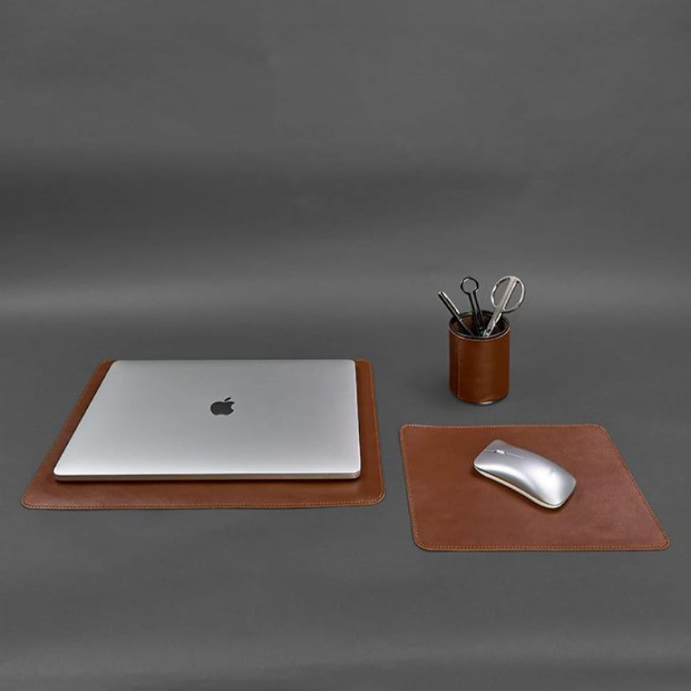 Table set made of genuine leather 1.0 light brown crust