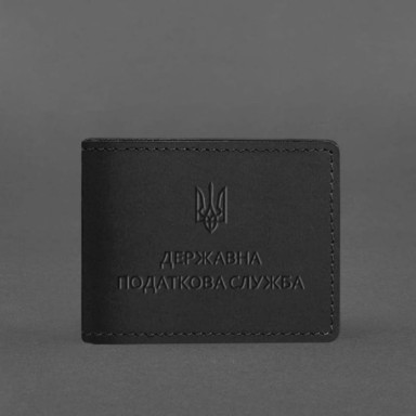Leather cover for the ID of the State Tax Service black Crazy Horse