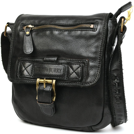 Чоловіча сумка через плече месенджер HB6163WHA HILL BURRY чорна жниварка