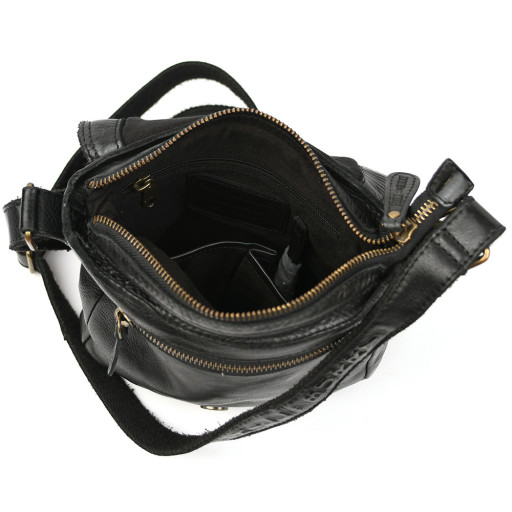Чоловіча сумка через плече месенджер HB6163WHA HILL BURRY чорна жниварка