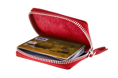 Business card holder with a zipper, red GP 315660