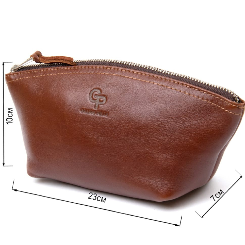 Жіноча косметичка з натуральної шкіри GRANDE PELLE 11510 Коричневий