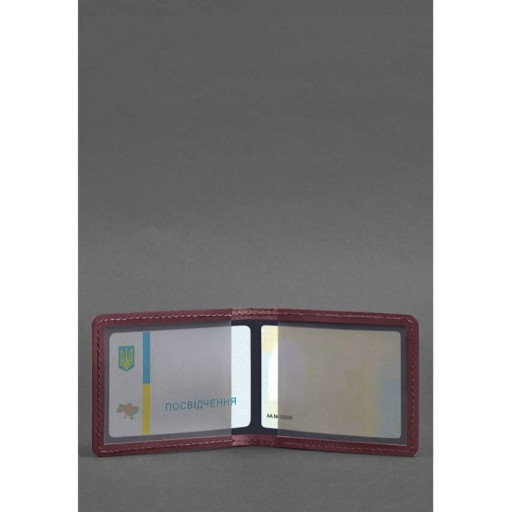 Шкіряна обкладинка для посвідчення з гербом, бордовий Crazy Horse