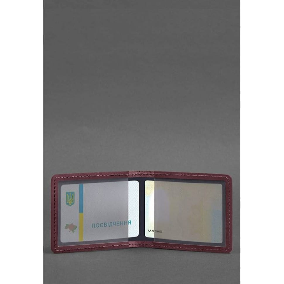Шкіряна обкладинка для посвідчення з гербом, бордовий Crazy Horse