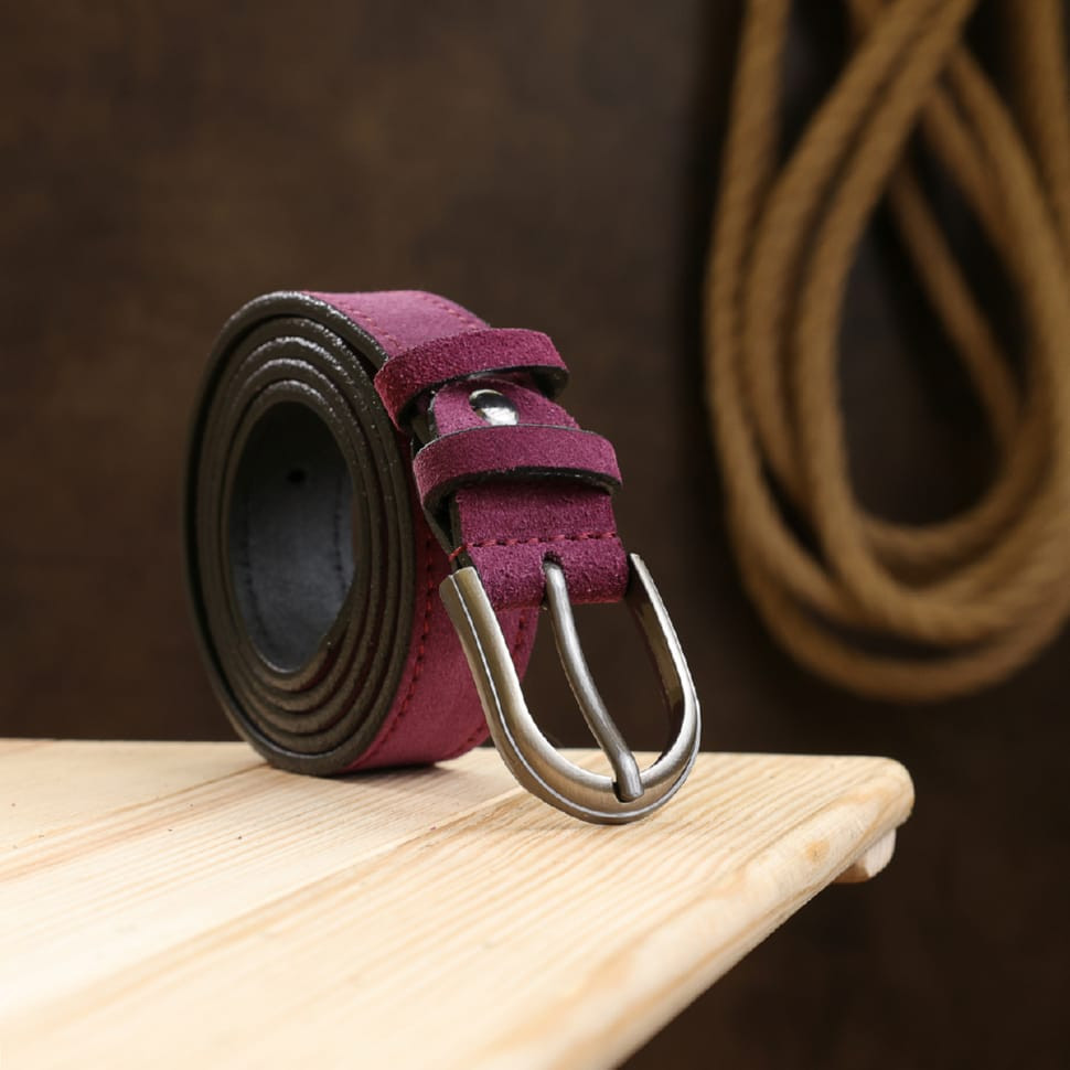 Чудовий замшевий ремінь Vintage 20801 Фіолетовий