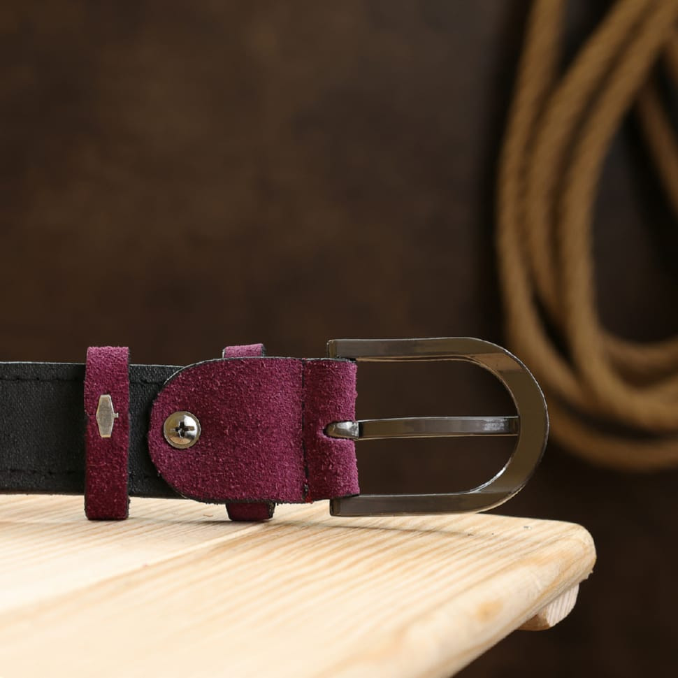 Чудовий замшевий ремінь Vintage 20801 Фіолетовий