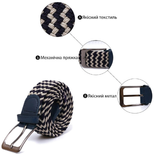 Текстильний ремінь Vintage 20812 Синій