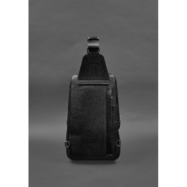 Leather men's backpack (sling bag) on one shoulder Blackwood black