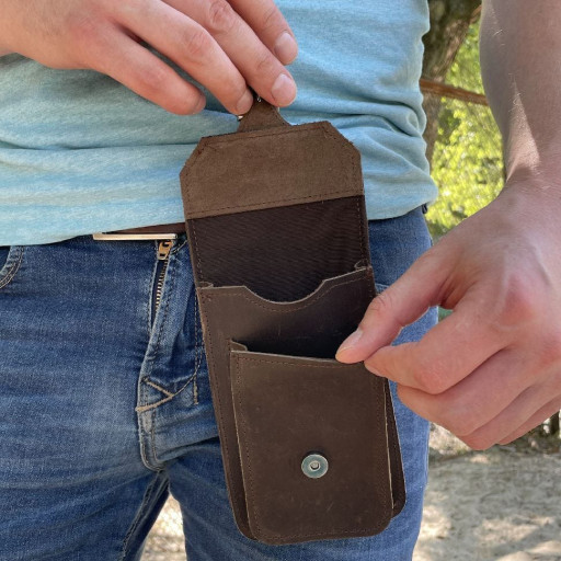 Шкіряна сумка-чохол на пояс коричнева TARWA RC-2090-3md