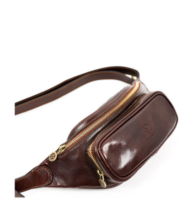 Womens Leather Sling Bag Belly Bag - Independent People -  Brown color -  Time Resistance 5215901W
