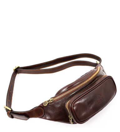 Womens Leather Sling Bag Belly Bag - Independent People -  Brown color -  Time Resistance 5215901W