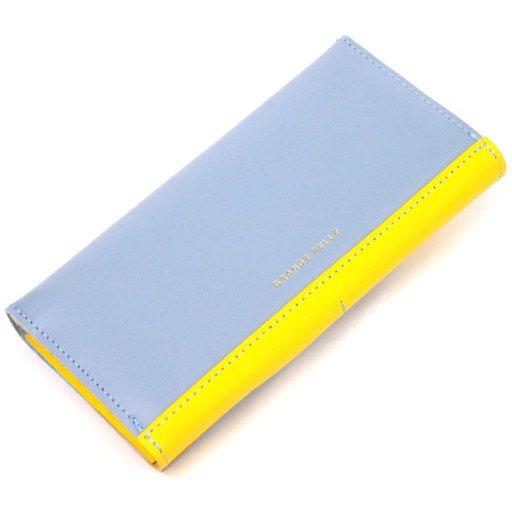 Місткий жіночий гаманець комбі двох кольорів Серце GRANDE PELLE 16740 Жовто-блакитний