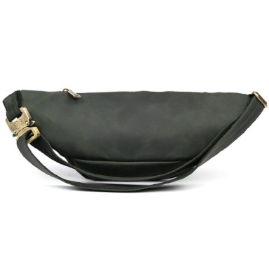 Leather waist bag brand TARWA RE-3036-3md green, large size