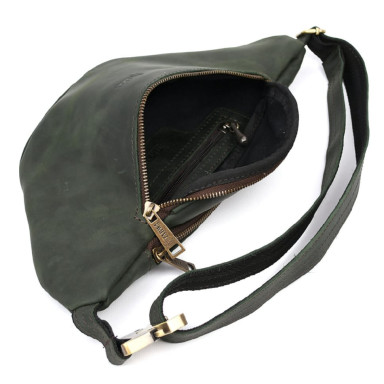 Leather waist bag brand TARWA RE-3036-3md green, large size