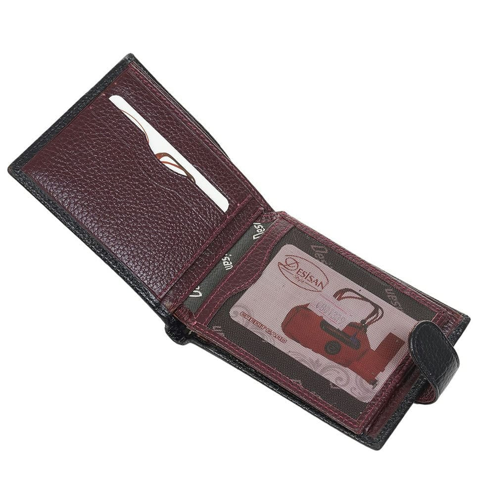 Портмоне шкіра Desisan 080-01-339 чорний флотар з бордо всередині