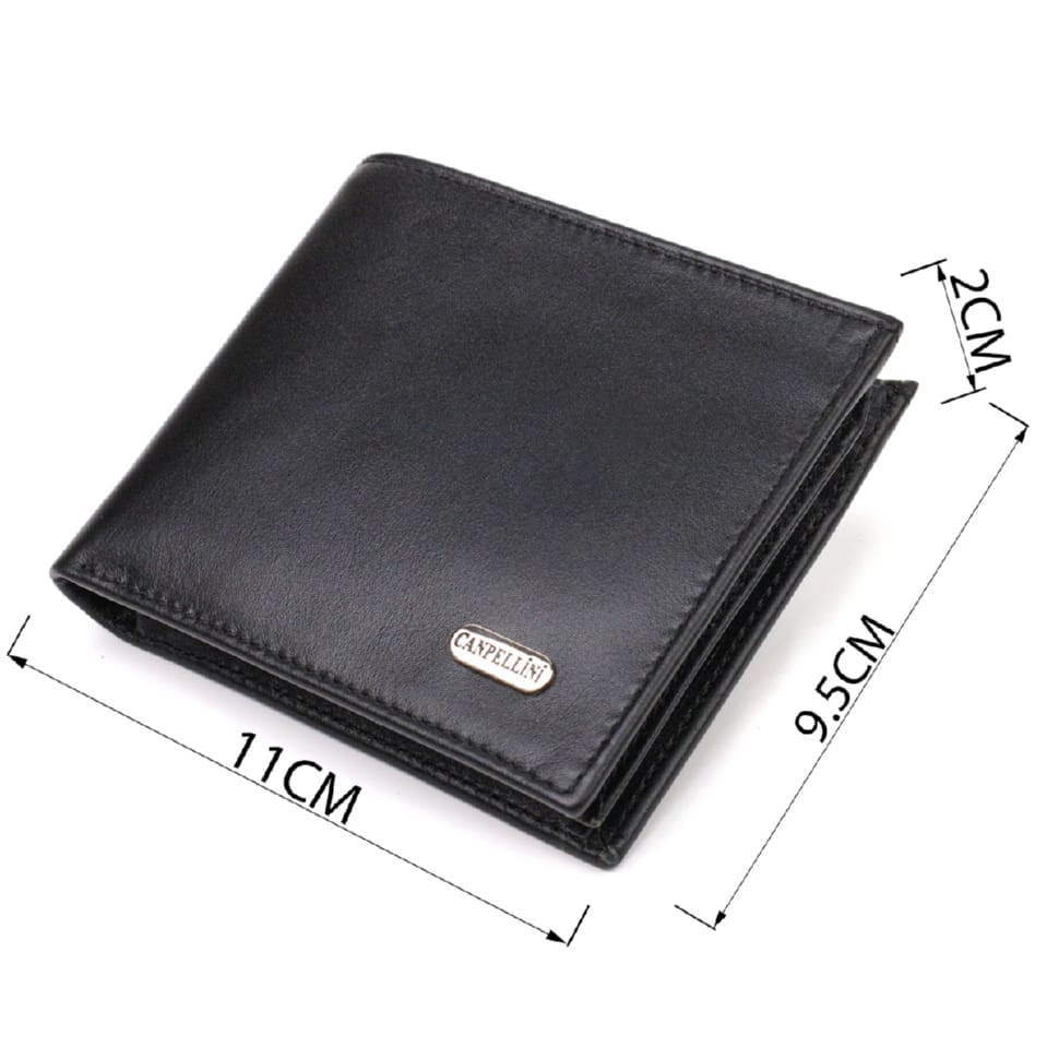 Класичне чоловіче портмоне з натуральної гладкої шкіри CANPELLINI 21786 Чорне