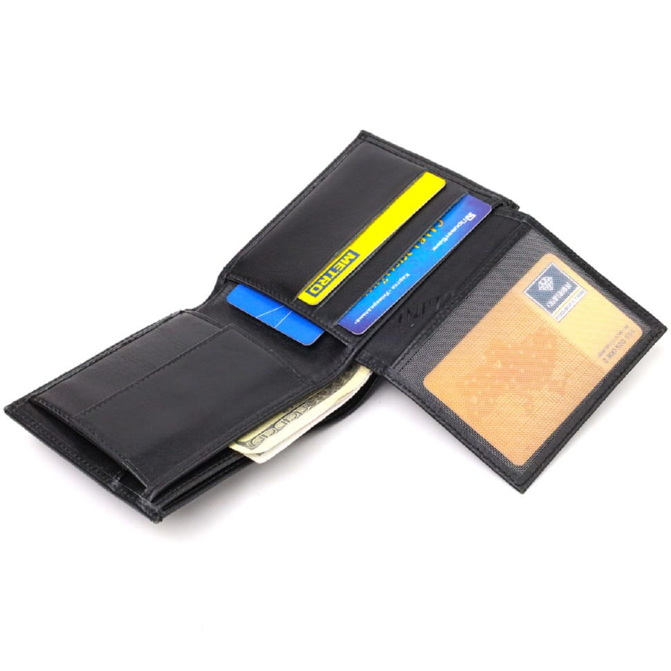 Класичне чоловіче портмоне з натуральної гладкої шкіри CANPELLINI 21786 Чорне