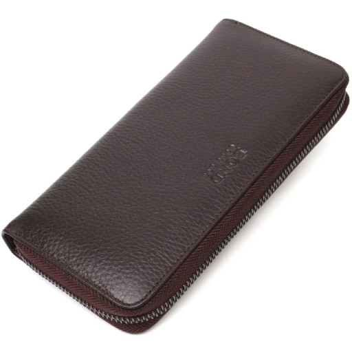 Зручний жіночий гаманець із натуральної зернистої шкіри BOND 21981 Коричневий