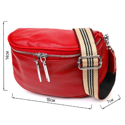 Жіноча напівкругла сумка через плече з натуральної шкіри 22081 Vintage Червона