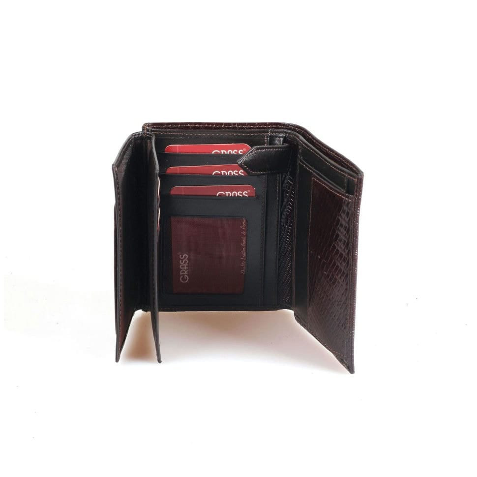 Шкіряне портмоне GRASS 327-14 коричневий дрібний флотар