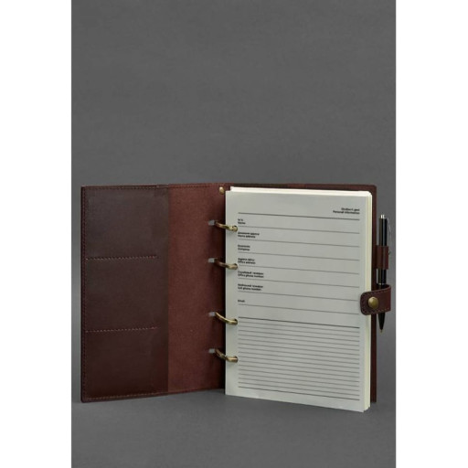 Шкіряний блокнот із датованим блоком (Софт-бук) 9.1 бордовий