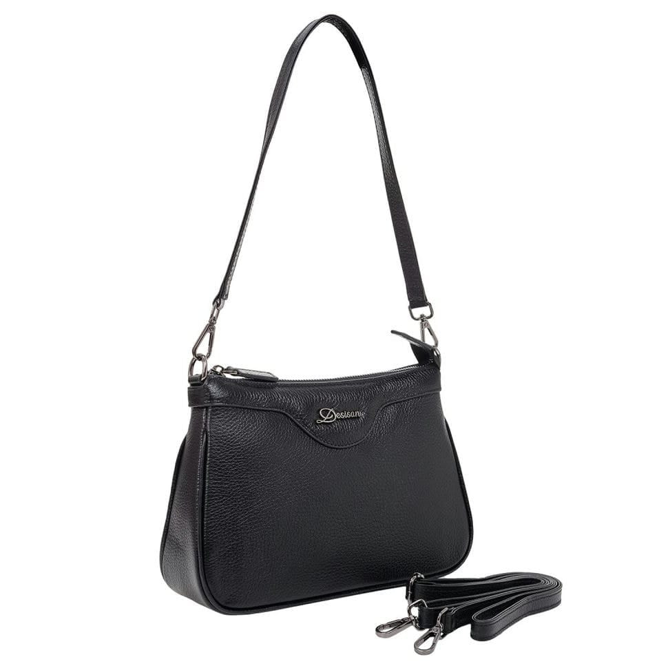 Сумка жіноча шкіряна Desisan 7503-011 чорний флотар