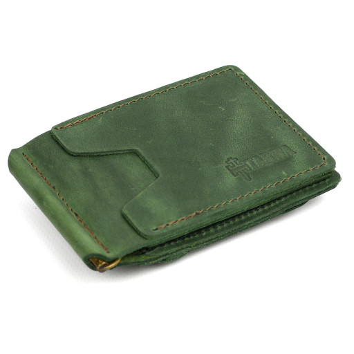 Затискач із монетницею шкіряний зелений RE-hold2-3md TARWA