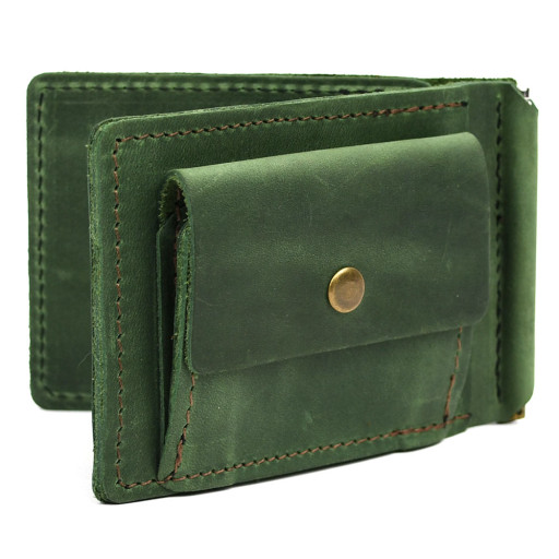 Затискач із монетницею шкіряний зелений RE-hold2-3md TARWA