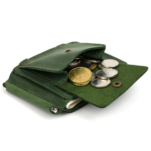 Затискач із монетницею шкіряний зелений RE-hold2-3md TARWA