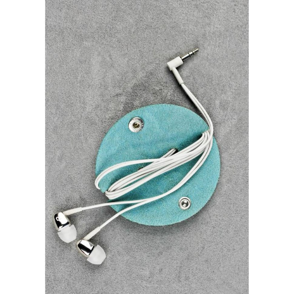 Шкіряний холдер для навушників бірюзовий