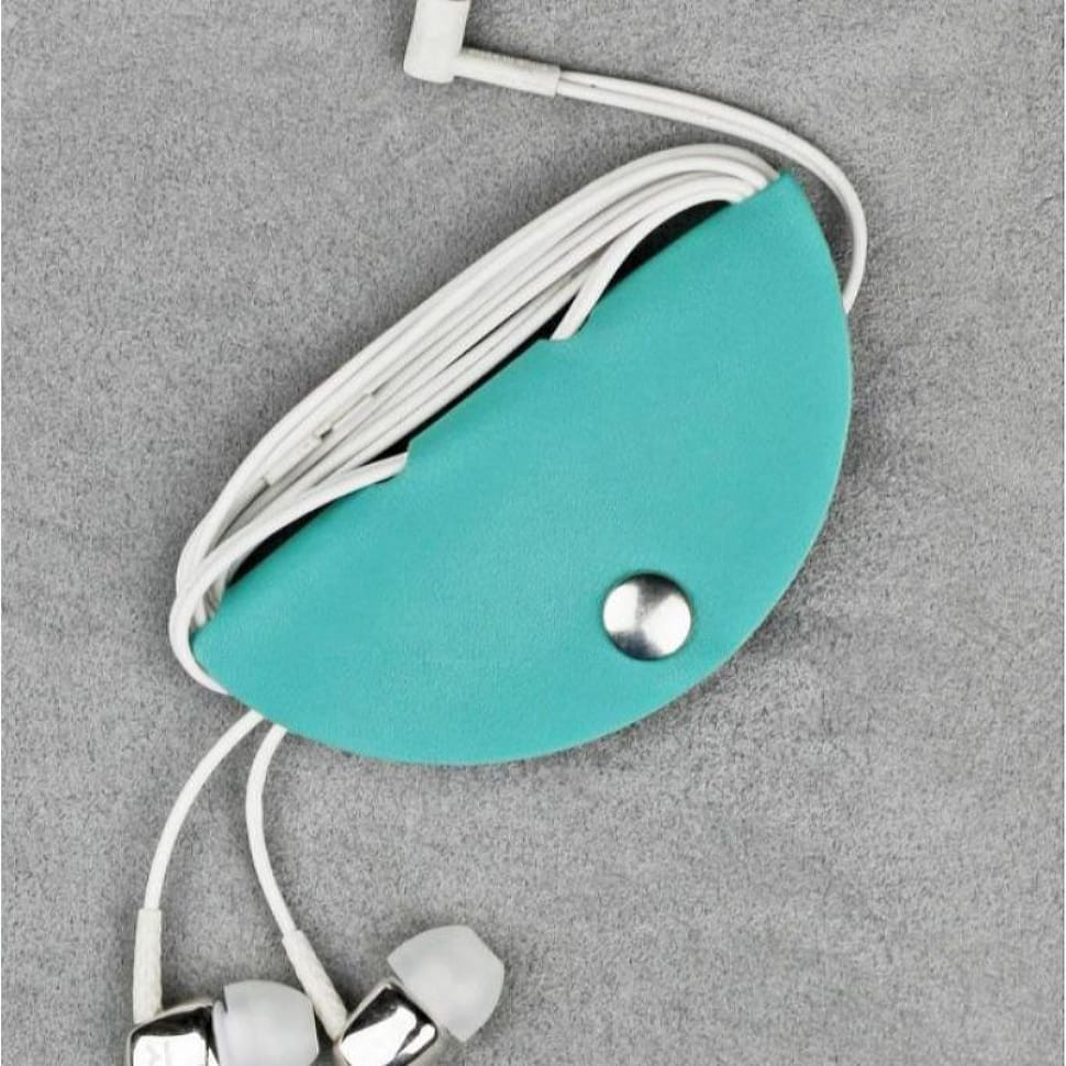 Шкіряний холдер для навушників бірюзовий