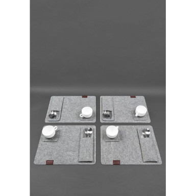 Felt table setting set for 4 persons, burgundy