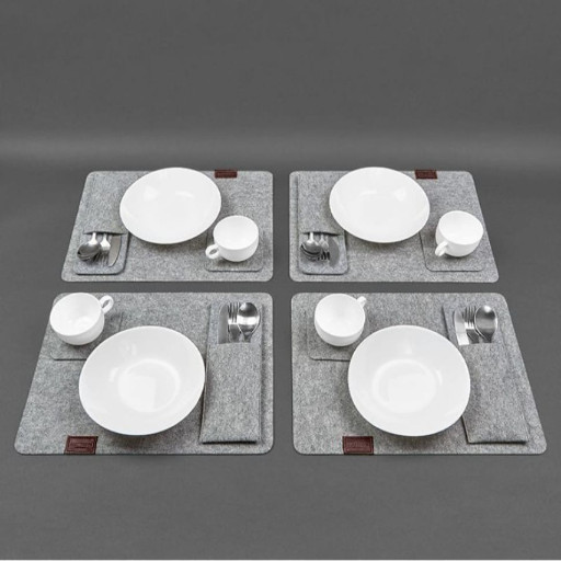 Фетровый набор для сервировки стола на 4 персоны бордовый