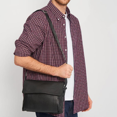 Men's leather bag Keizer K18858bl-black