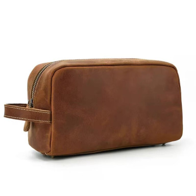 Cosmetic bag toiletry case for one compartment Tiding tid9533B cognac