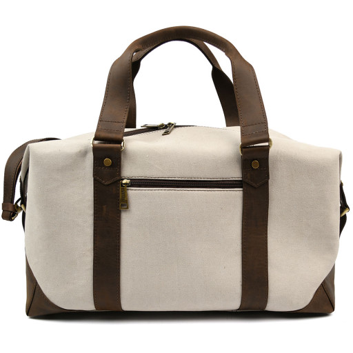Дорожня спортивна сумка TARWA RCj-0320-4lx з канвас бежь та шкіри крейзі хорс