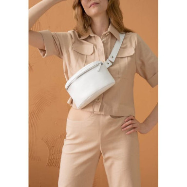 Leather belt bag white